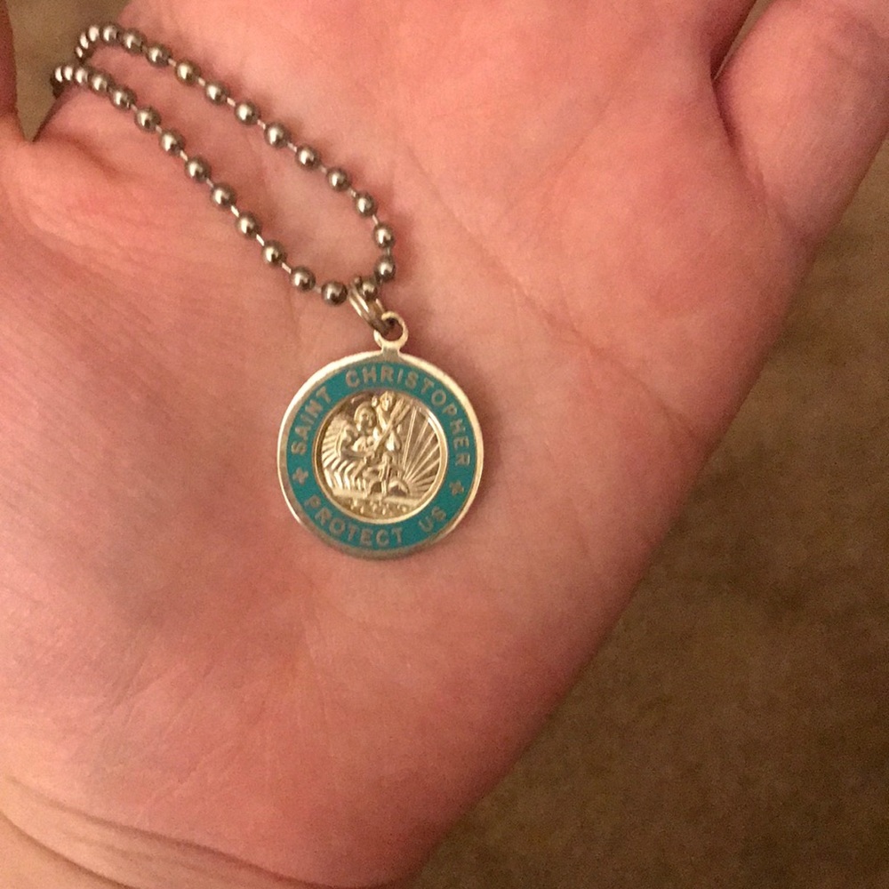Blue St. Christopher necklace